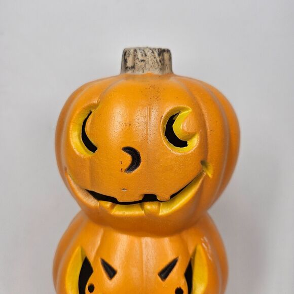 3 Stacked Foam Pumpkins Halloween Jack O Lanterns 1998 Vintage NON WORKING - Picture 2 of 16